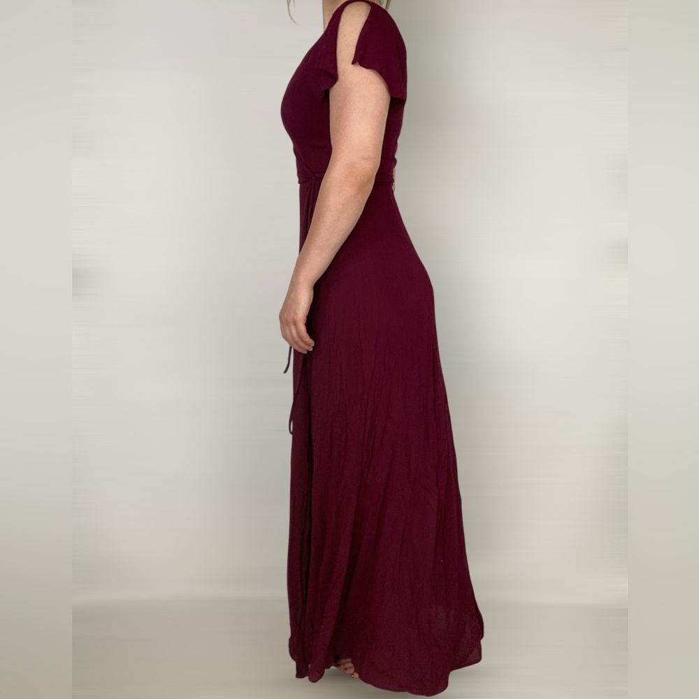 LULUS Heart of Marigold Burgundy Wrap Maxi Dress Maroon‎ Formal Wedding - Picture 4 of 6